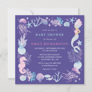 Akvarell Sjövälting Under Havet Baby Shower Inbjudningar