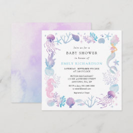 Akvarell Sjövätte Under Havet Baby Shower Inbjudningar