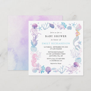 Akvarell Sjövätte Under Havet Baby Shower Inbjudningar
