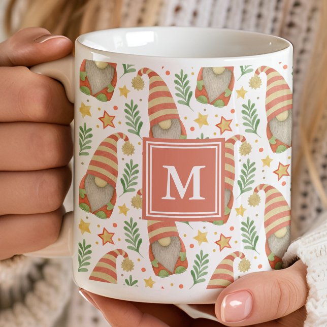 Akvarell Skandinavisk Tomte Monogram Jul Kaffemugg (Skapare uppladdad)