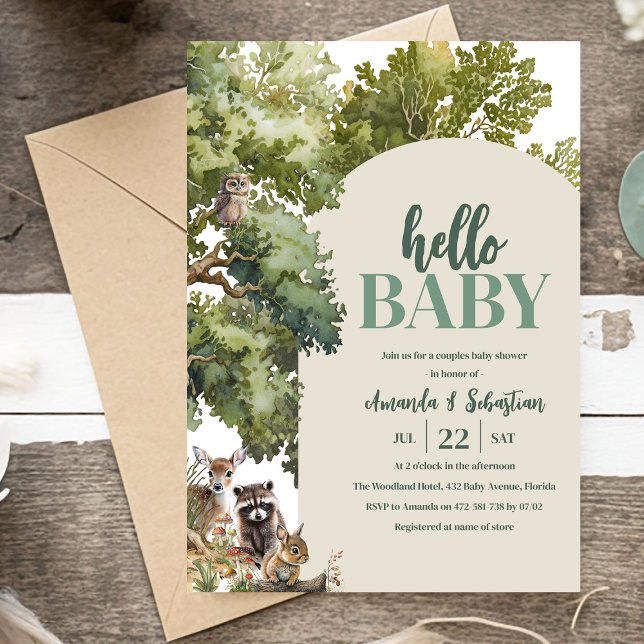 Akvarell Skog Bröllop Baby Shower Inbjudningar (Skapare uppladdad)