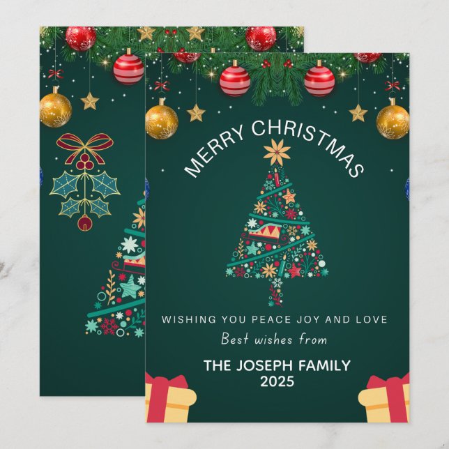Akvarell skog God Jul Personlig Julkort (Fram/baksida)