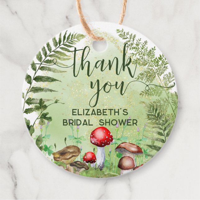 Akvarell Skog Ormbunkar Svamp Grönska Skrift Gåvor Etiketter (Framsida)
