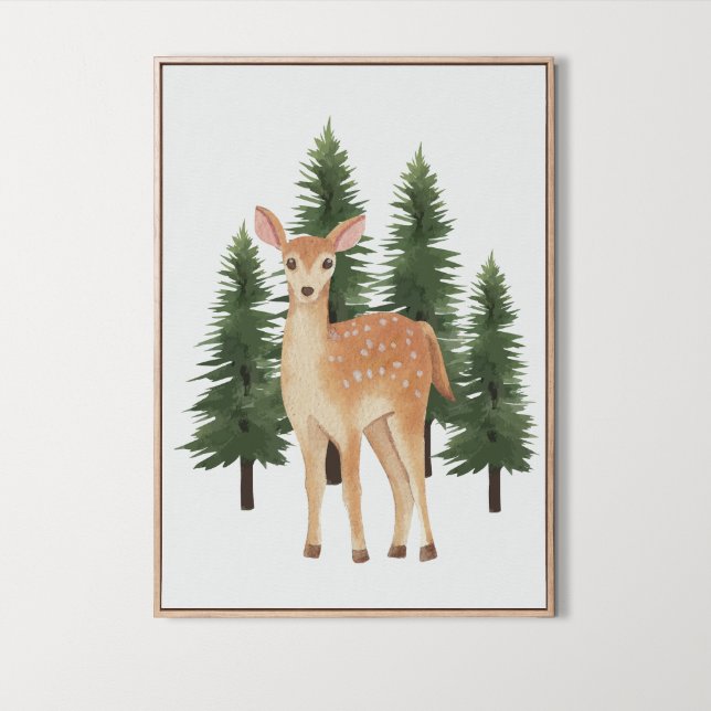 Akvarell Skogs Djur Barnkammar Väggkonst (Watercolor Woodland Animal Nursery Wall Art, forest, deer)