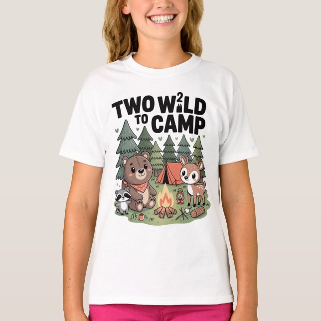 Akvarell Skogs djur campare 2-årsdag T Shirt (Framsida)