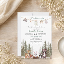 Akvarell skogs djur neutrala baby shower