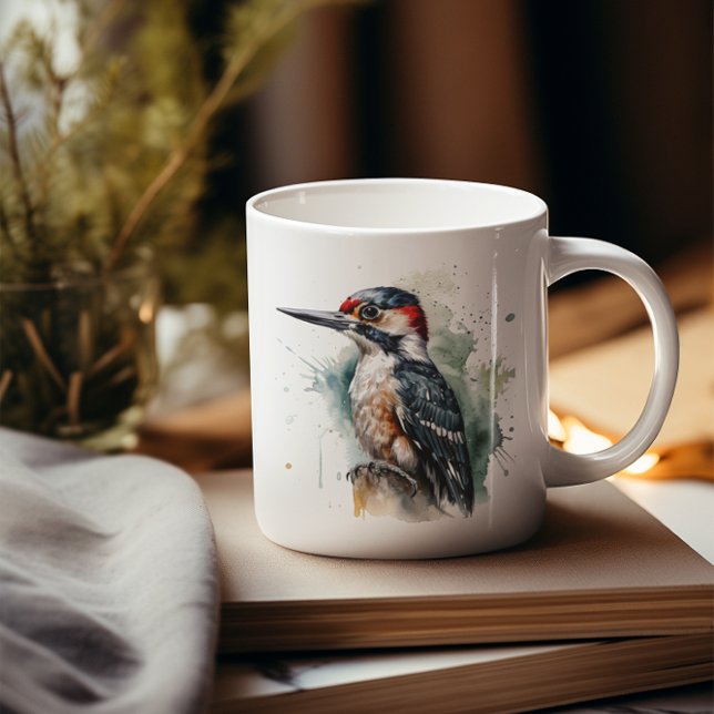Akvarell Skogs Hackspett Kaffemugg (Skapare uppladdad)