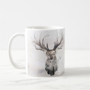 Akvarell Skogs hjort Vinter Mugg