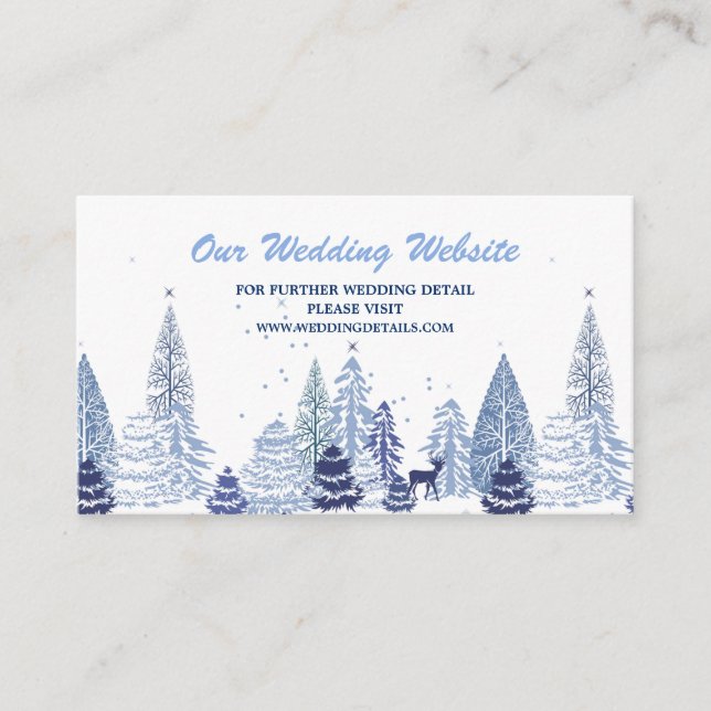 Akvarell Skogs Vinterbröllops Webbplats Tilläggskort (Framsida)