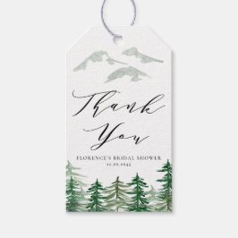 Akvarell Skogsbröllopsfest Tack Presentetikett