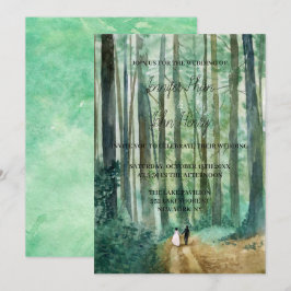 Akvarell skogslandskap handmålad inbjudningar