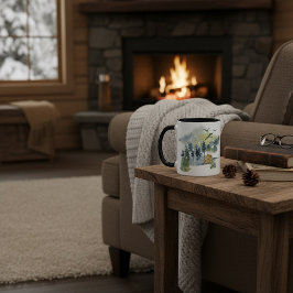 Akvarell skogsscen mugg