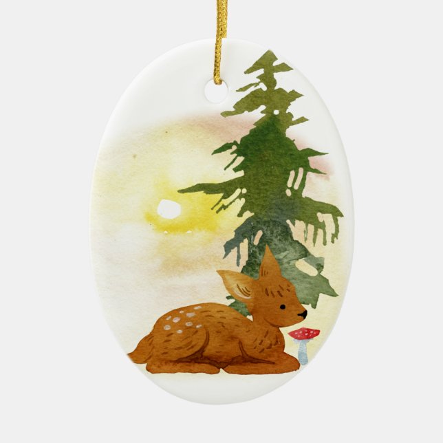 Akvarell Skogsunge Julgransprydnad Keramik (Framsidan)