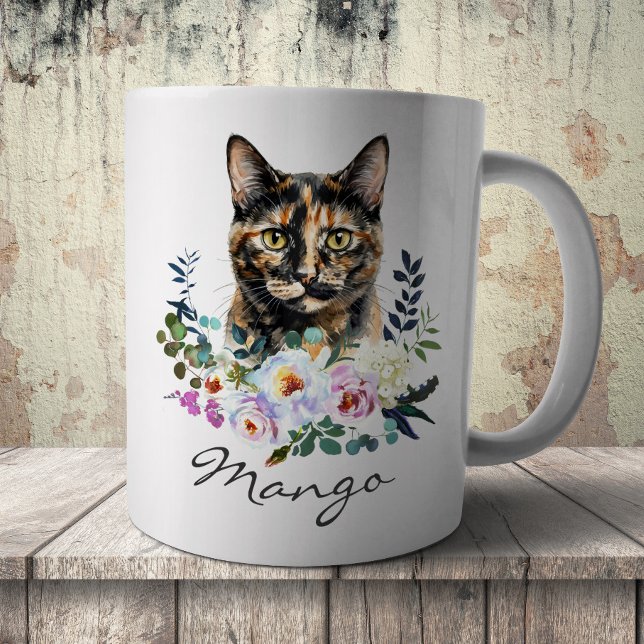 Akvarell Sköldpaddsskal Katt Kaffemugg (Skapare uppladdad)