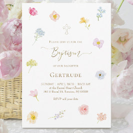 akvarell små blommor Dop Inbjudningar