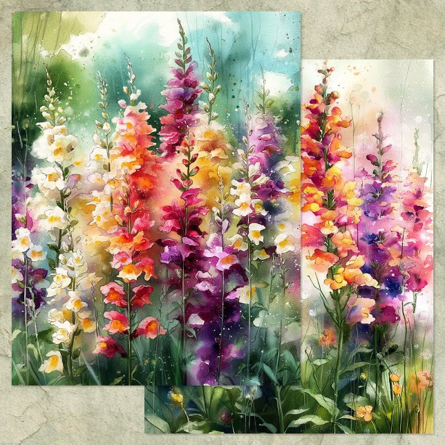 AKVARELL SMÅBRÖD TRÄDGÅRD SKRAPBOKSPAPPER (WATERCOLOR FOXGLOVE GARDEN SCRAPBOOK PAPER)