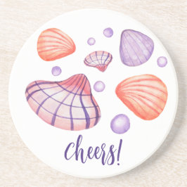 Akvarell Snigelskal Rund Sandstensundersats Underlägg