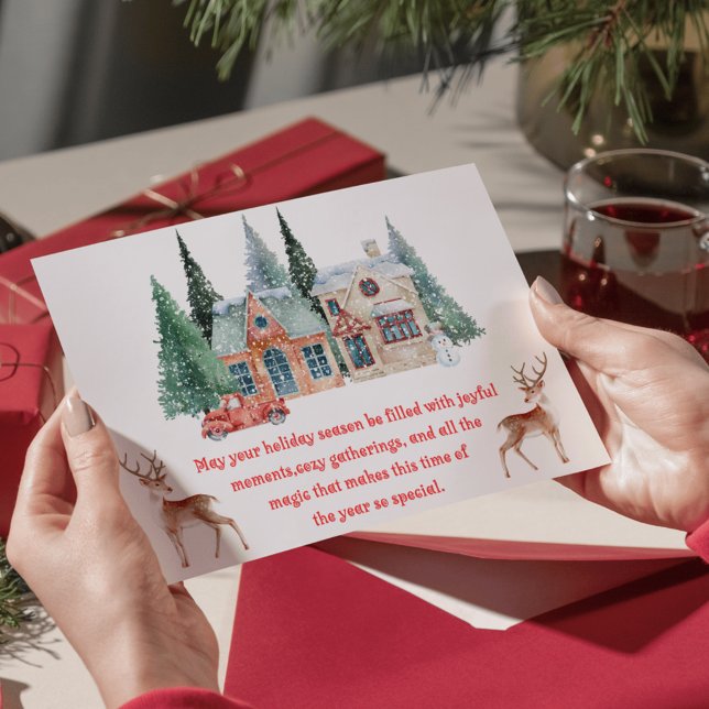 akvarell snöig hus god jul enkel julkort (Skapare uppladdad)