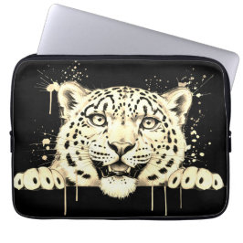 Akvarell Snöleopard som tittar fram Laptop Fodral