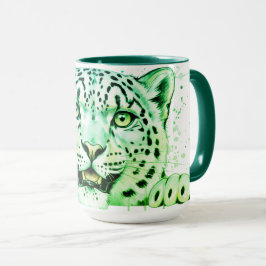 Akvarell Snöleopard som tittar fram Mugg