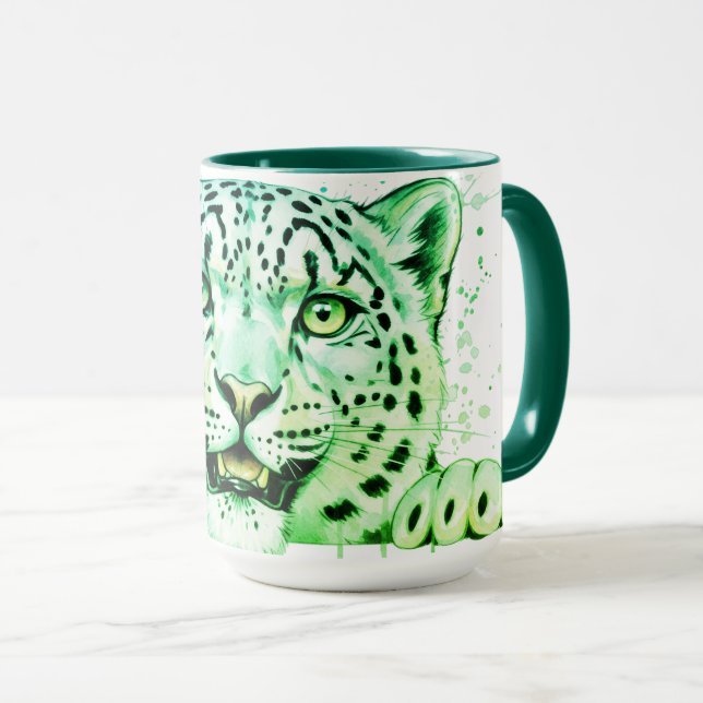 Akvarell Snöleopard som tittar fram Mugg (Framsida höger)