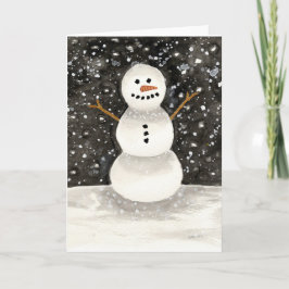 Akvarell Snöman Helgkort