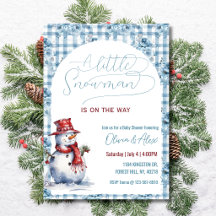 Akvarell Snorman Vinter Pojke Baby Shower