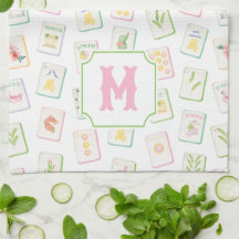 Akvarell Södra Sommar Mahjong-brickor Monogram