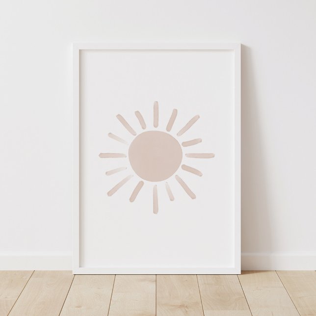Akvarell Sol Boho Barnkammardekor Poster (Skapare uppladdad)