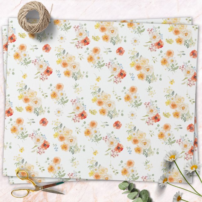Akvarell Soliga Blommor Blommönster Presentpapper (Skapare uppladdad)