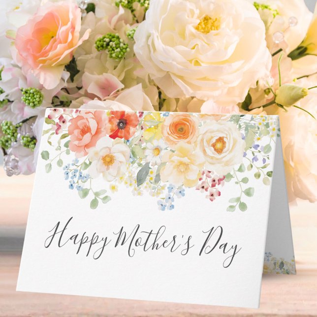 Akvarell Soliga Blommor Mors Dag Kort (Skapare uppladdad)