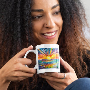 Akvarell Solnedgång över Vatten Kaffemugg