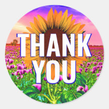 Akvarell Solros - Blommig Tack Sticker