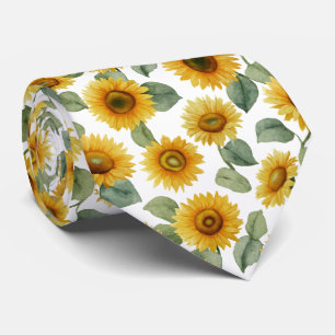 Akvarell Solros Blommönster Slips