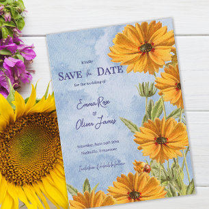 Akvarell Solros Boho Bröllop Save the Date Spara Datumet