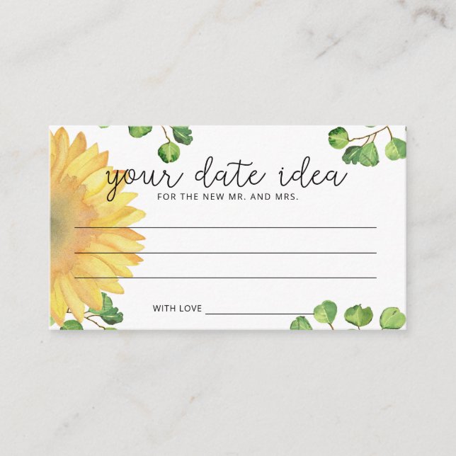 Akvarell solros Datum natt idéer \ Datum burk Tilläggskort (Framsida)