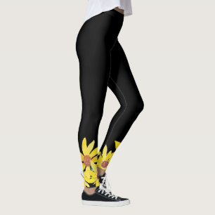 Akvarell Solros Levande Gul Handmålad Leggings