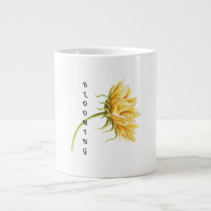 Akvarell Solros med "Blommande" Textmugg  Jumbo Mugg