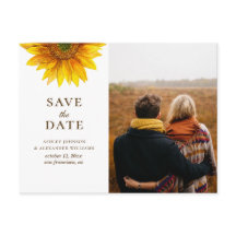 Akvarell solros. Rustik blomsterlig Save the Date