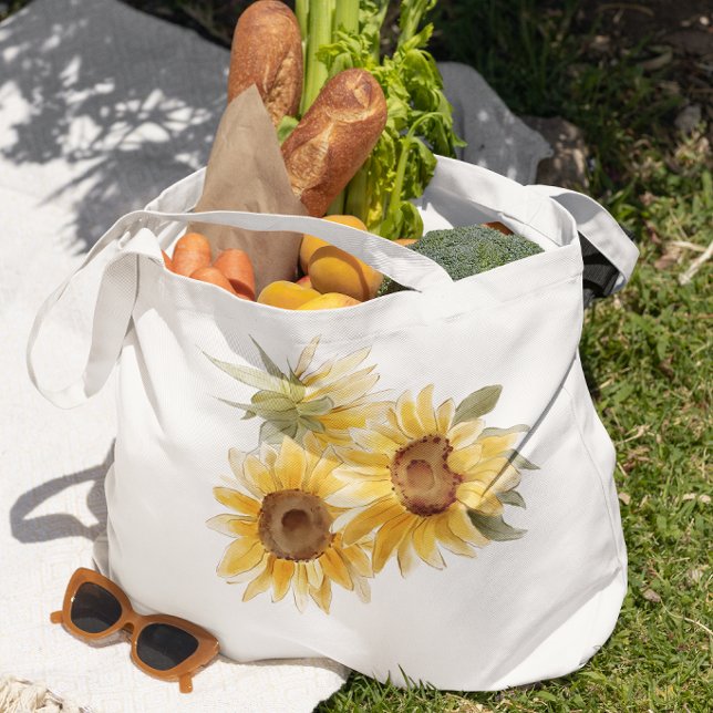 Akvarell Solros Tygkasse (A must-have accessory for flower lovers and summer style.)