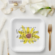 Akvarell Solros Vild Floral Gul Bröllop