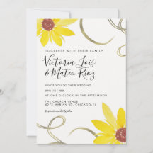 Akvarell Solros Vild Floral Virvel Bröllop