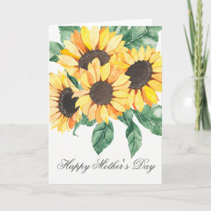 Akvarell Solrosor Blommor Morsdags Kort
