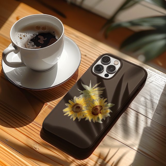 Akvarell Solrosor Brun (Embrace earthy tones with this brown sunflower phone case, for a softer, modern aesthetic.)