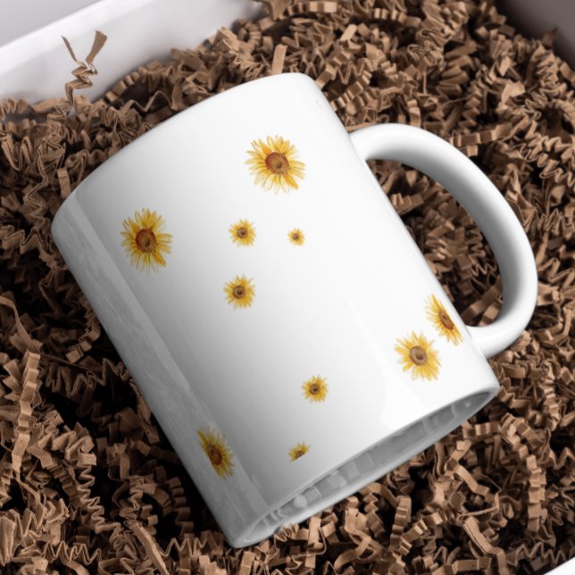 Akvarell Solrosor Kaffemugg (Watercolor Sunflower Mug)