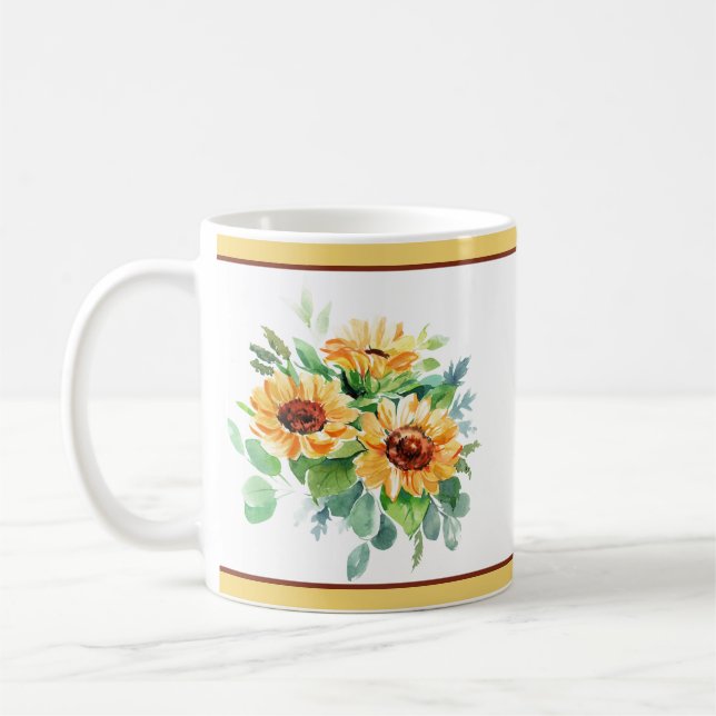 Akvarell solrosor kaffemugg (Vänster)