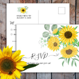 Akvarell Solrosor RSVP Brevkort Inbjudan Vykort