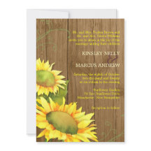 Akvarell Solrosor & Trästruktur Bröllop