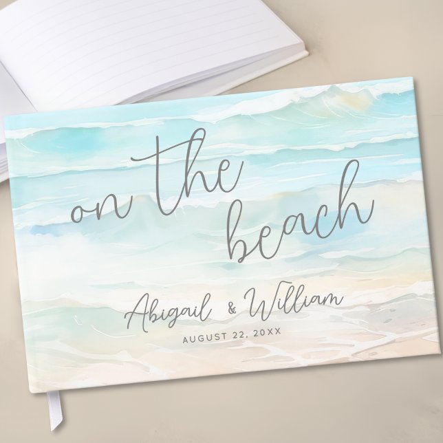 Akvarell Sommar Strand Bröllop Gästböcker (Watercolor Summer On The Beach Wedding Guest Book)