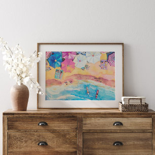Akvarell Sommar Strand Poster